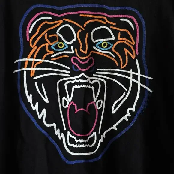 Lauren Moshi Jocelyn Neon Line Tiger drop shoulder pullover OVERSIZED M sweater - Picture 11 of 14